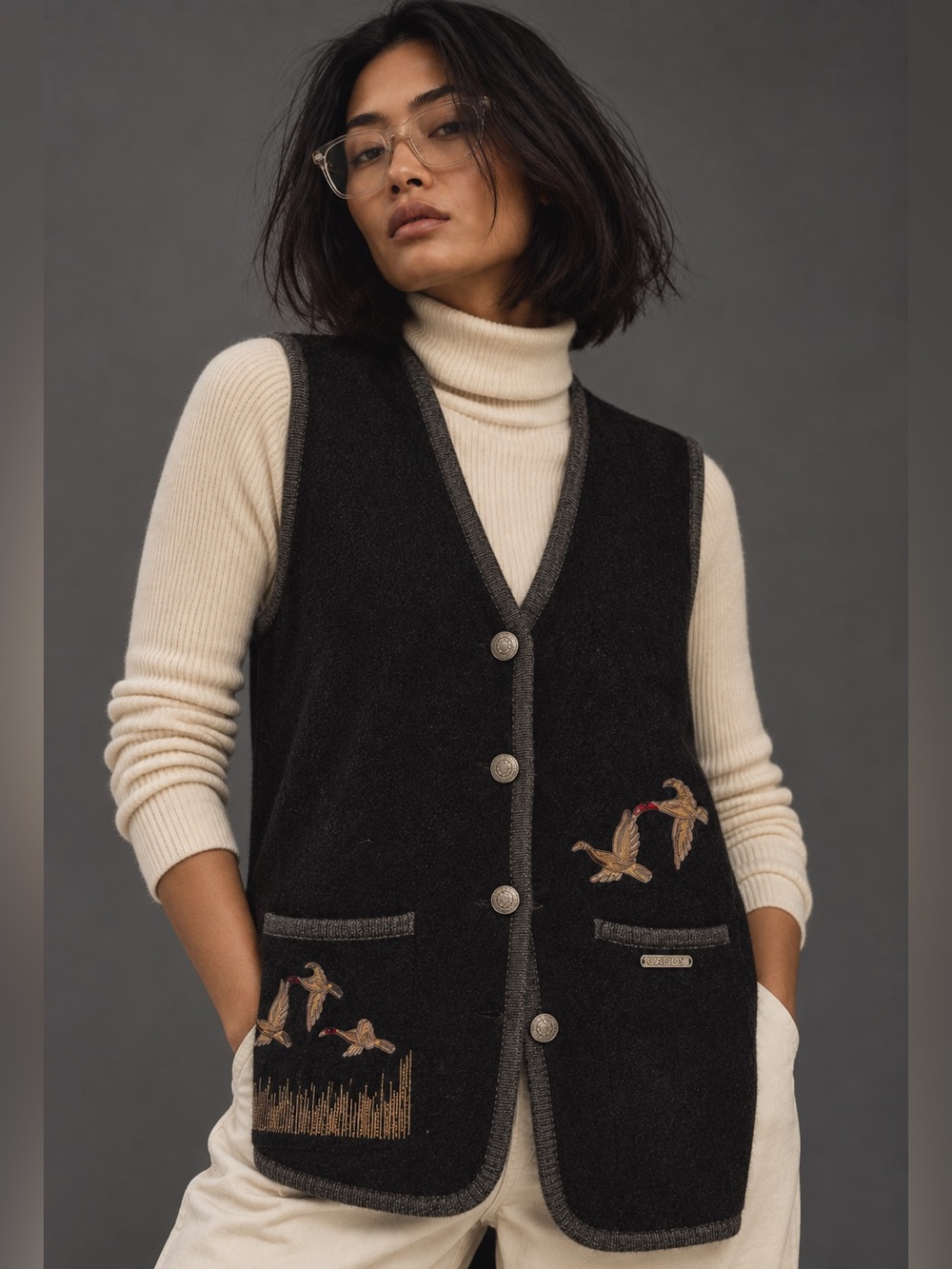 Vintage GADDY Wool Vest | Mallard Duck Embroidery | 90s Heritage | M/L